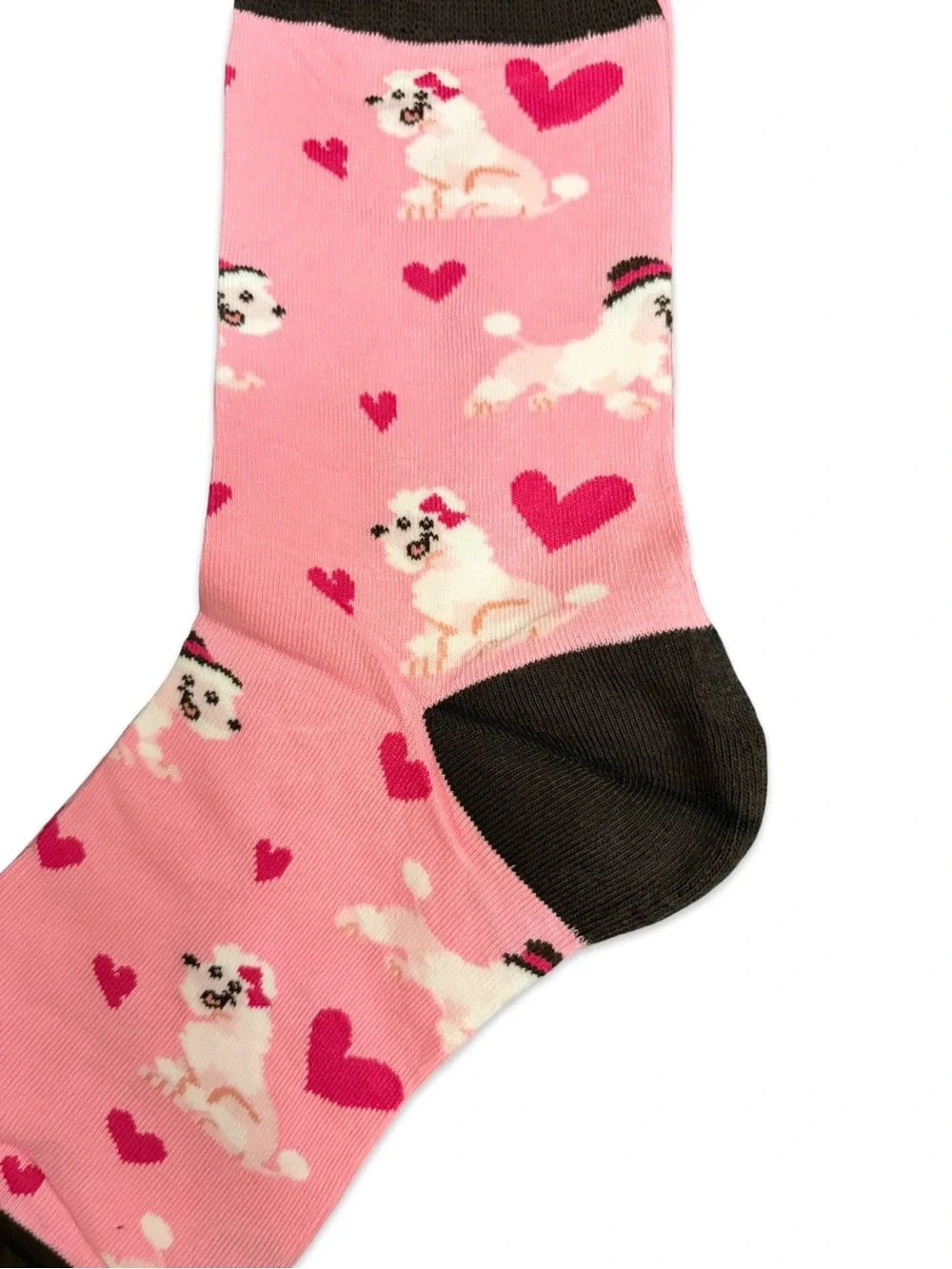 Poodle Dog Hearts Novelty Crew Socks One Size Fits Most